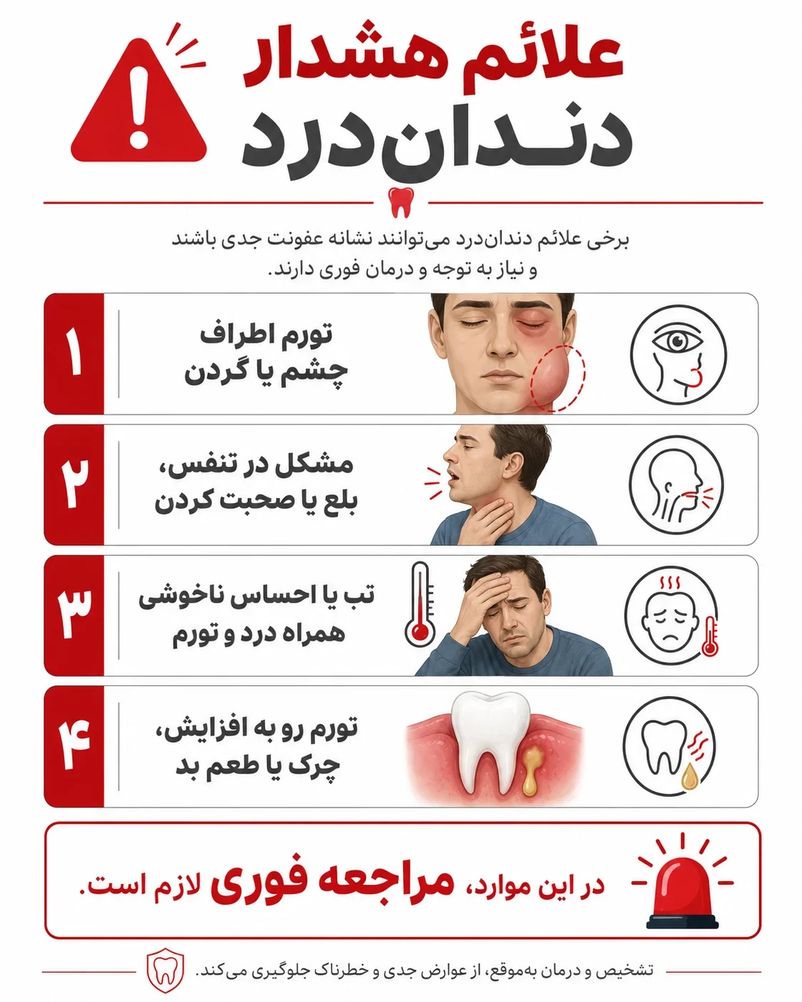 علائم هشدار دنداندرد و تورم که نیاز به مراجعه فوری دارند