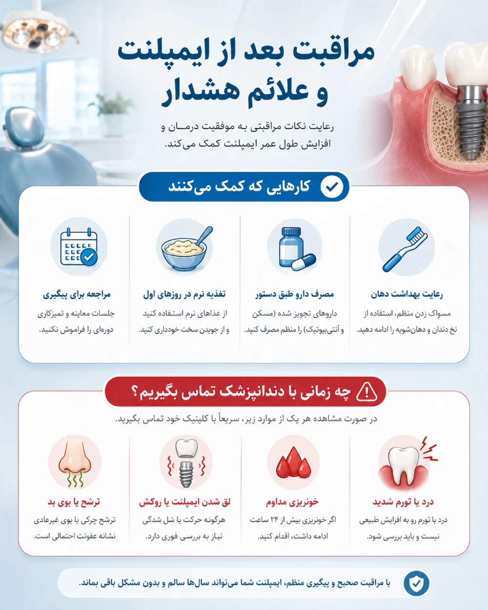 مراقبت و پیگیری بعد از نصب روکش